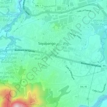 Carte topographique Comunidad Veracruz, altitude, relief