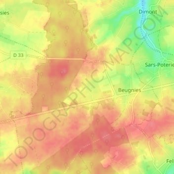 Carte topographique La Charnould, altitude, relief