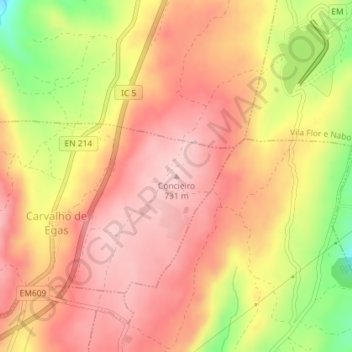 Carte topographique Concieiro, altitude, relief