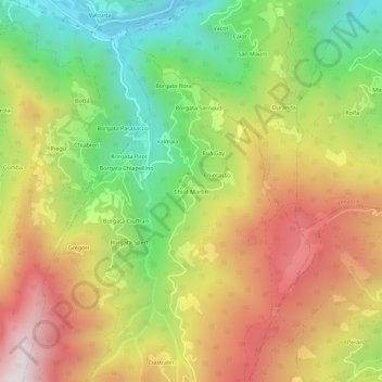 Carte topographique Chiot Martin, altitude, relief