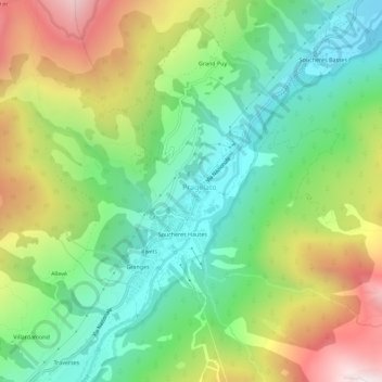 Carte topographique La Ruà, altitude, relief