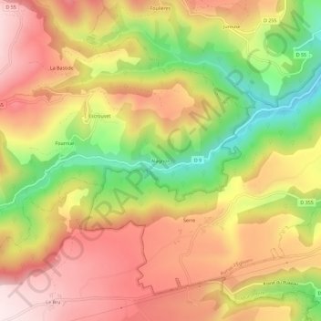 Carte topographique Alagnon, altitude, relief