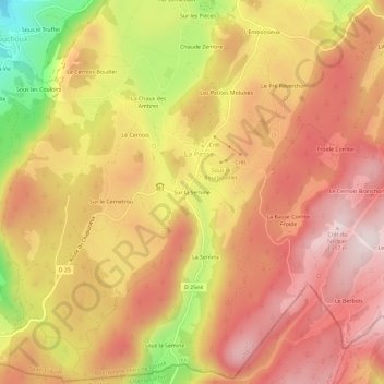 Carte topographique Sur la Semine, altitude, relief