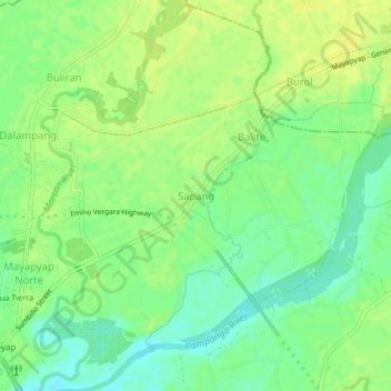 Carte topographique Sapang, altitude, relief