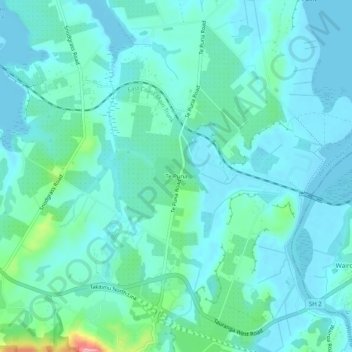 Carte topographique Te Puna, altitude, relief