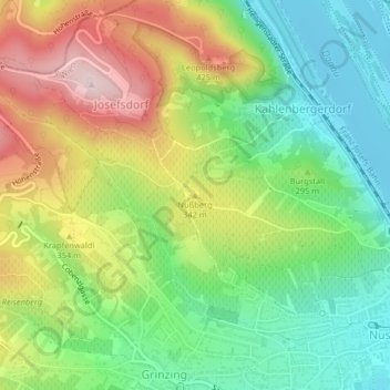 Carte topographique Nußberg, altitude, relief