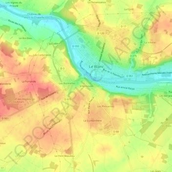 Carte topographique Ville-Haute, altitude, relief