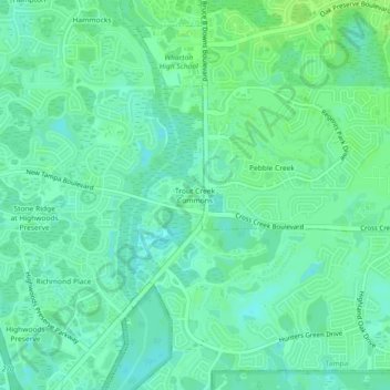 Carte topographique Trout Creek Commons, altitude, relief