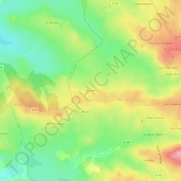 Carte topographique Muratel, altitude, relief