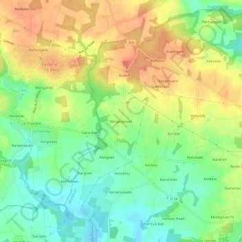 Carte topographique Kerganaouen, altitude, relief