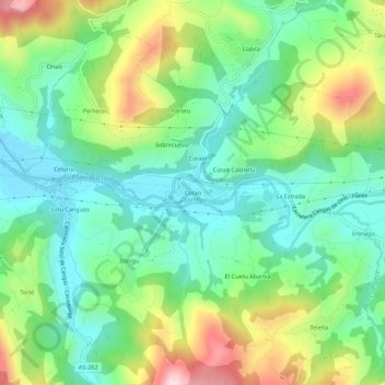 Carte topographique Corao, altitude, relief
