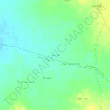 Carte topographique Bangla, altitude, relief