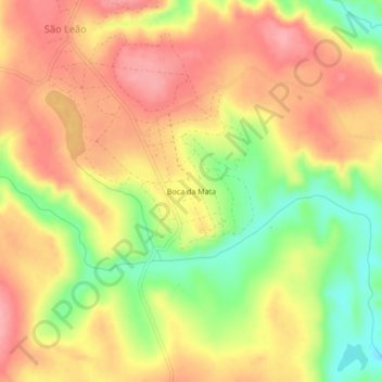 Carte topographique Boca da Mata, altitude, relief