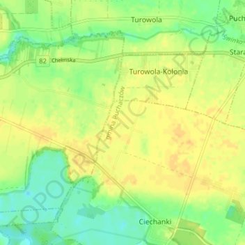 Carte topographique Sufczyn, altitude, relief