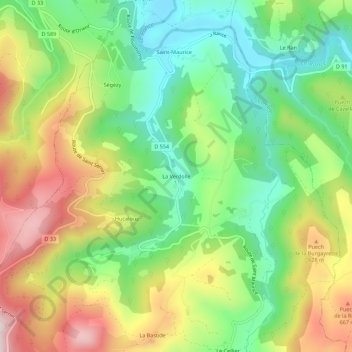 Carte topographique La Verdolle, altitude, relief