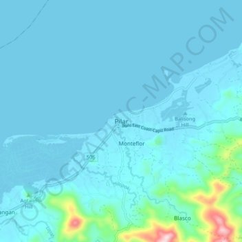 Carte topographique Pilar, altitude, relief