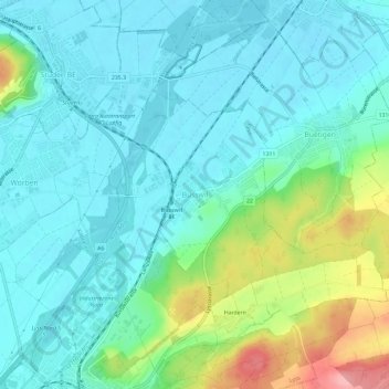 Carte topographique Busswil, altitude, relief