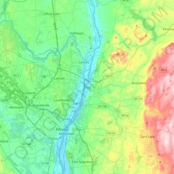 Carte topographique Troy, altitude, relief