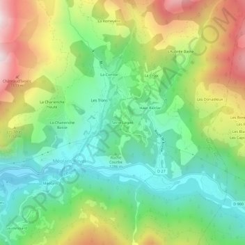 Carte topographique Serre Legier, altitude, relief