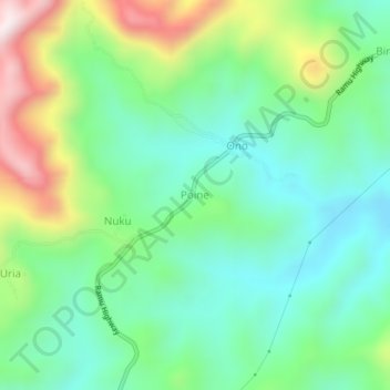 Carte topographique Poine, altitude, relief