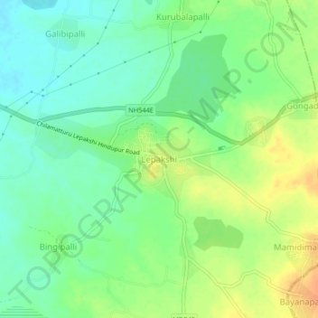 Carte topographique Lepakshi, altitude, relief