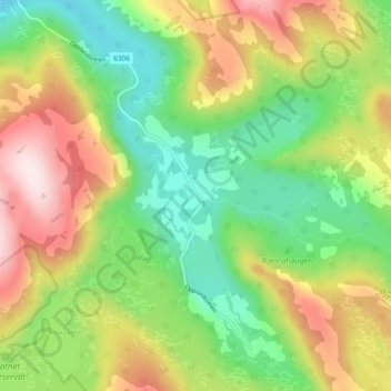 Carte topographique Oppland, altitude, relief