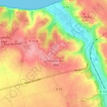 Carte topographique Bernouville, altitude, relief