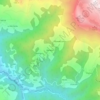 Carte topographique Muriellos, altitude, relief