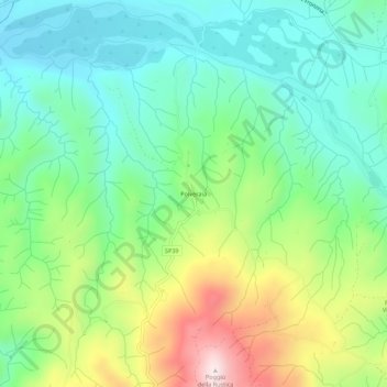 Carte topographique Polveraia, altitude, relief