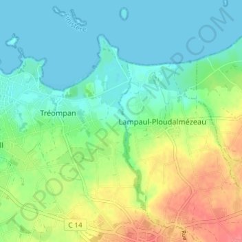 Carte topographique Lestremeur, altitude, relief