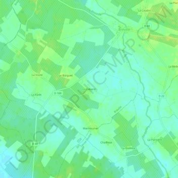 Carte topographique La Cabane, altitude, relief