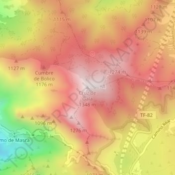 Carte topographique Cruz de Gala, altitude, relief