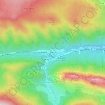 Carte topographique Lavagnac, altitude, relief