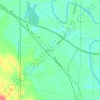 Carte topographique McLain, altitude, relief