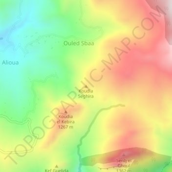 Carte topographique Koudia Seghira, altitude, relief