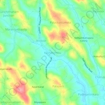Carte topographique Kozhikombu, altitude, relief