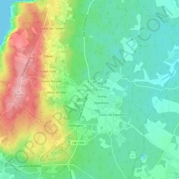Carte topographique Serra do Bouro, altitude, relief