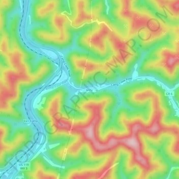 Carte topographique Lory, altitude, relief