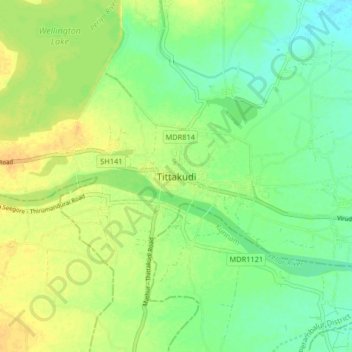 Carte topographique Tittakudi, altitude, relief