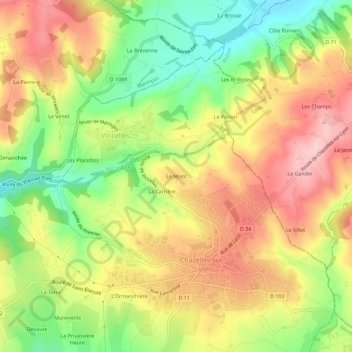 Carte topographique Le Mont, altitude, relief