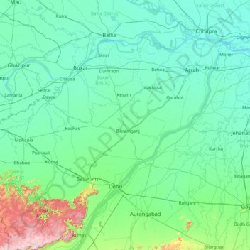 Carte topographique Bhojpur, altitude, relief