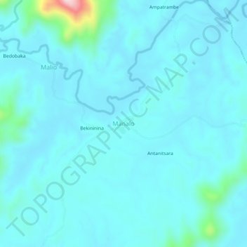 Carte topographique Manalo, altitude, relief