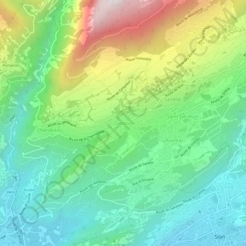 Carte topographique Granois, altitude, relief