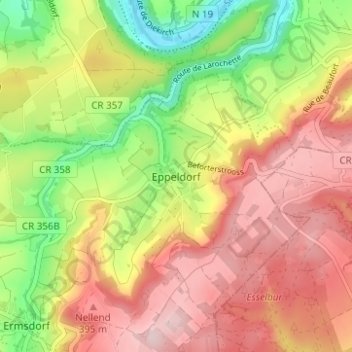 Carte topographique Eppeldorf, altitude, relief