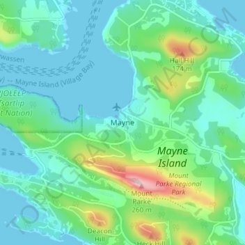 Carte topographique Mayne, altitude, relief