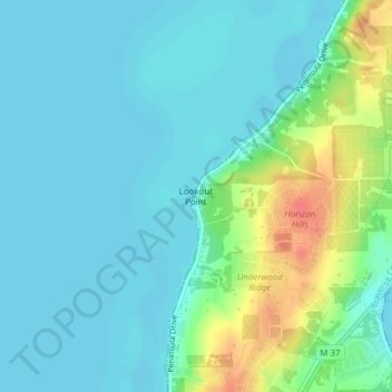 Carte topographique Lookout Point, altitude, relief