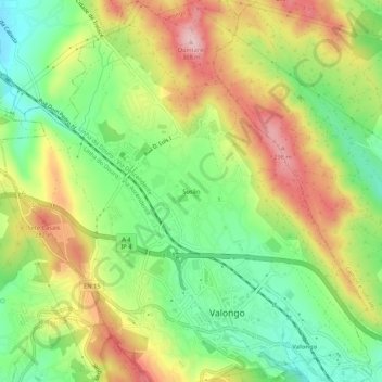 Carte topographique Susão, altitude, relief