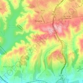Carte topographique Ramdania, altitude, relief