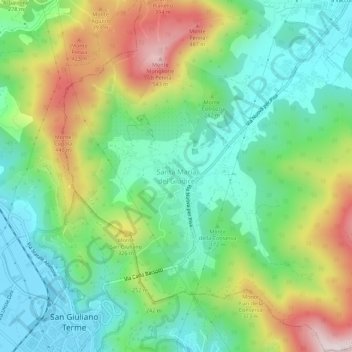 Carte topographique Santa Maria del Giudice, altitude, relief
