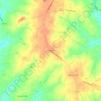 Carte topographique Lochleven, altitude, relief